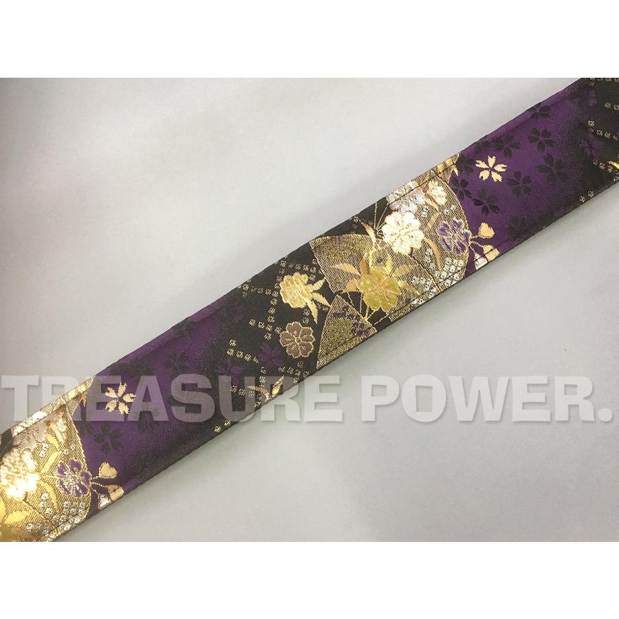 和柄ギターストラップ 扇/黒-紫 tiny products タイニープロダクツ