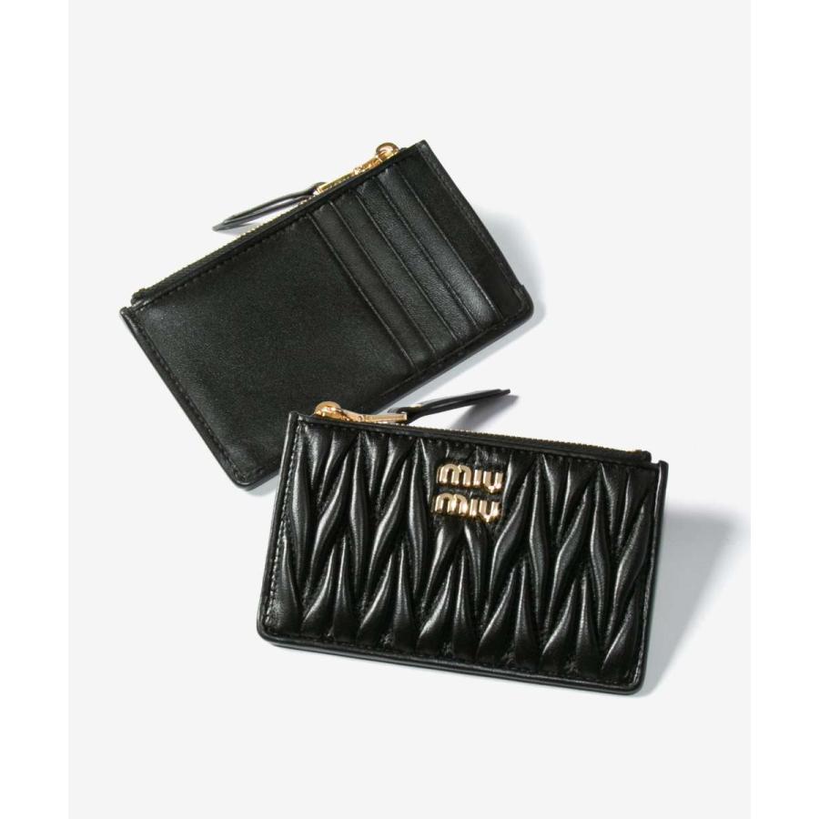 miumiu 財布 黒 ミュウミュウ 三つ折り財布 マテラッセ ミニ財布