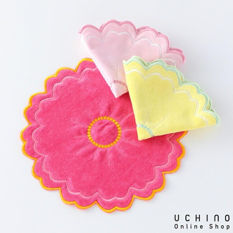 UCHINO フロレゾンタオルハンカチ 約26×26cm 花デザイン タオル