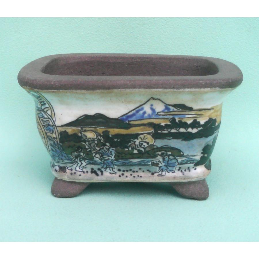 012.【陶翠】山水/楕円盆栽鉢/木箱付き 012.【陶翠】山水/楕円盆栽鉢