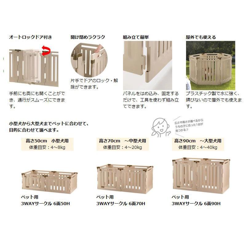 リッチェル ペット用 3ウェイサークル 6面90H ベージュ