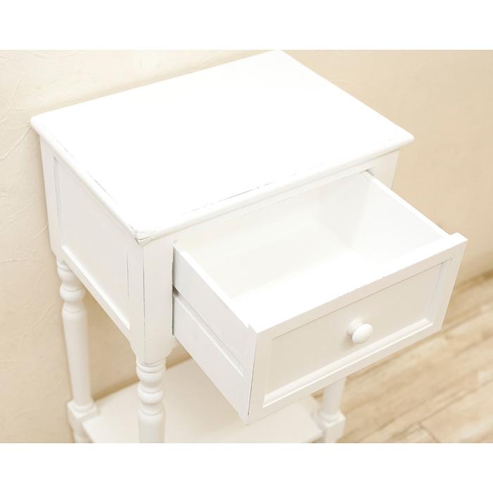 サイドテーブル 木製 収納 引き出し 引出し サブテーブル 白 ホワイト