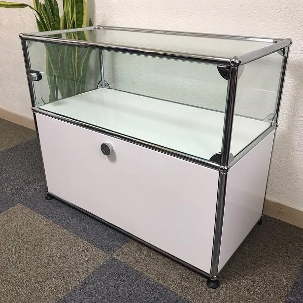 USM USM Haller ハラーシステム 1列2段キャビネット ガラス扉 ピュア