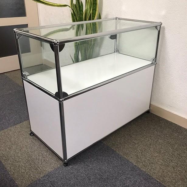 USM USM Haller ハラーシステム 1列2段キャビネット ガラス扉 ピュア