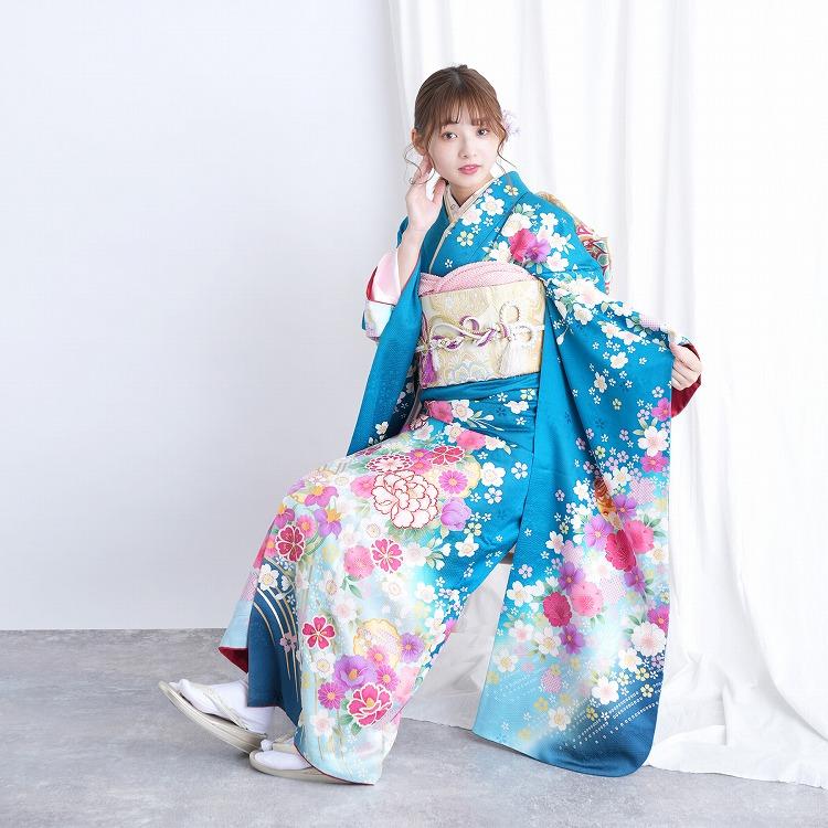 正絹振袖セット青系