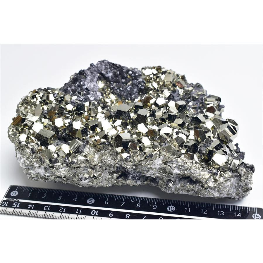 パイライト 黄鉄鉱 (約1039g) クラスター 原石 五角十二面体結晶タイプ