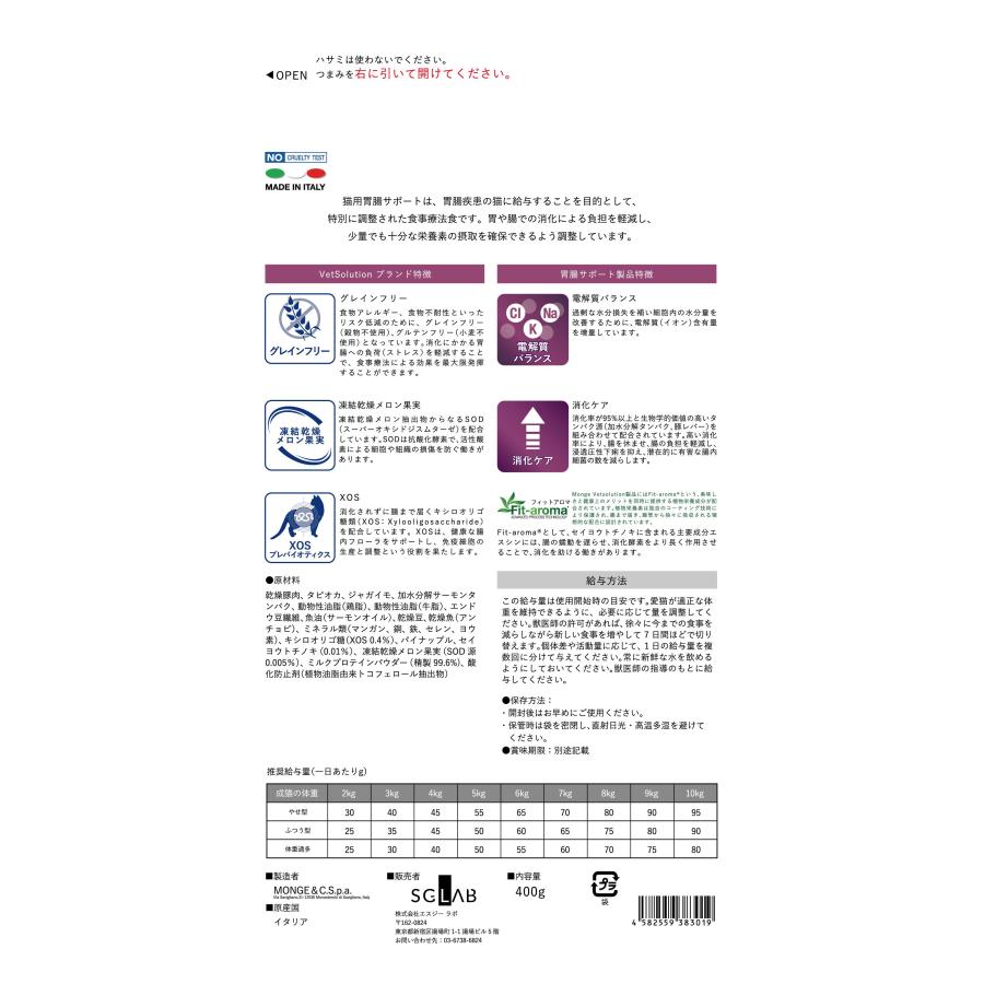 VetSolution 猫用 胃腸サポート 2kg Monge 療法食 消化器 疾患 Vet