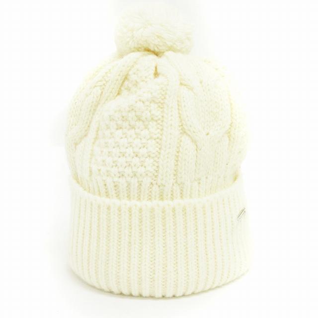 CELINE（セリーヌ） 美品 ニット帽 ポンポン ウール混 白 ホワイト