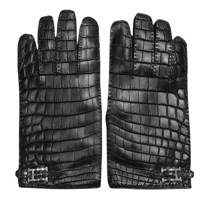 HERMES（エルメス） 美品 HERMES Hロゴ 金具 クロコダイル レザー