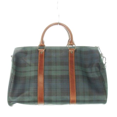 POLO RALPH LAUREN / ブラックウォッチ/ボストンバッグ/レザー/GRN