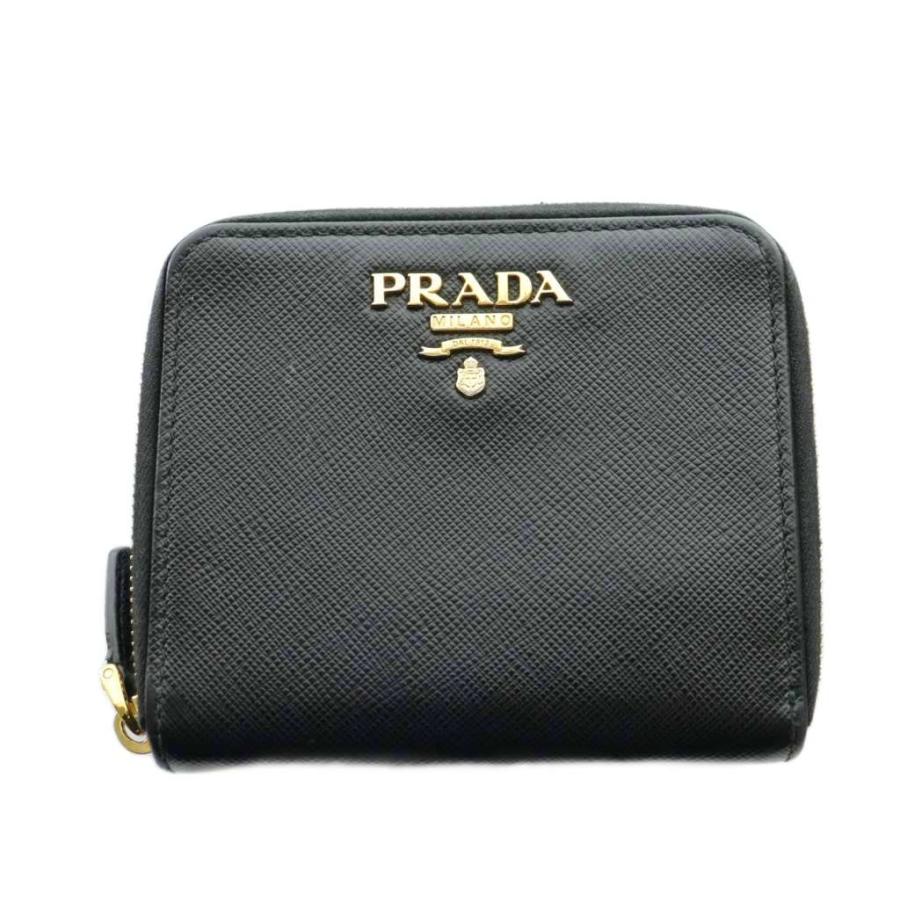 PRADA（プラダ） 二つ折り財布 コンパクトウォレット レザー 黒