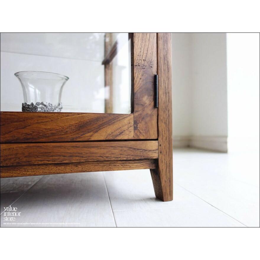 チーク総無垢 ガラスパンケース'80W ショーケース 陳列ケ−ス 飾り棚