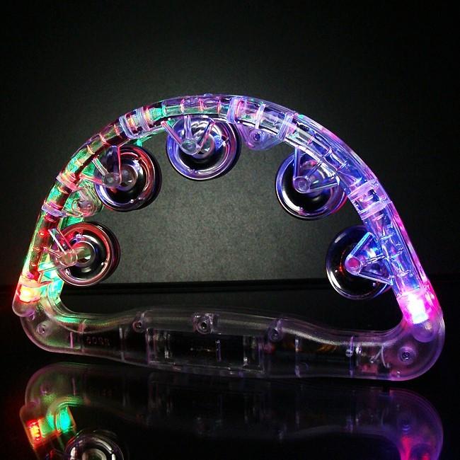 光るタンバリン 半円型 レインボーカラー 光るおもちゃ パーティー LED