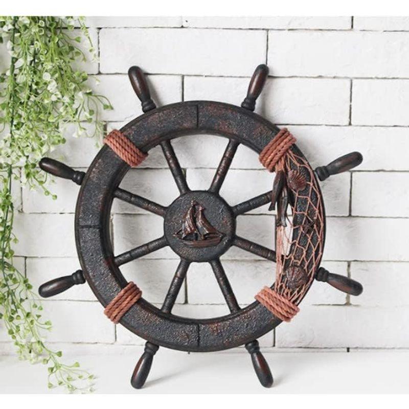 木製 舵輪 アンティーク 錨 舵取り 操舵 かじ 船舵 船ハンドル