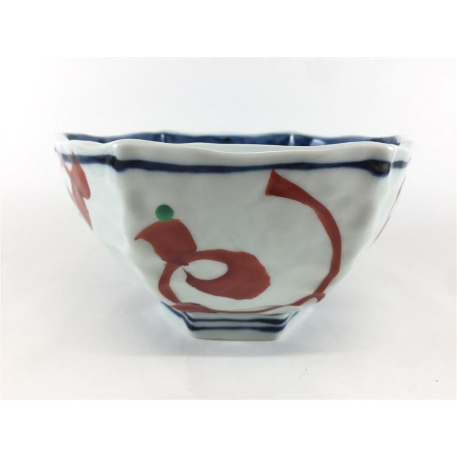 波佐見焼 光玉窯 六角丼 万歴 兎 16.5cm 丼ぶり 中鉢 動物柄 うさぎ 兔