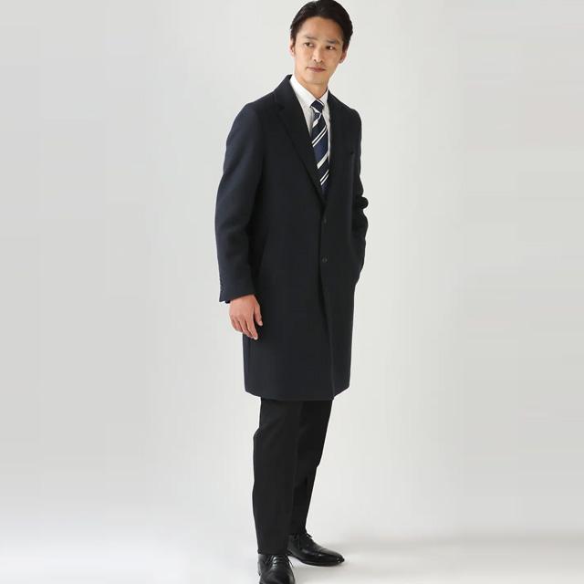AOYAMA 【洋服の青山】メンズ チェスターコート ネイビー 紺 シングル