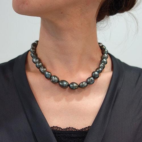 南洋黒蝶パールネックレス11mm〜13mm バロック : 宝寿堂 Yahoo!店