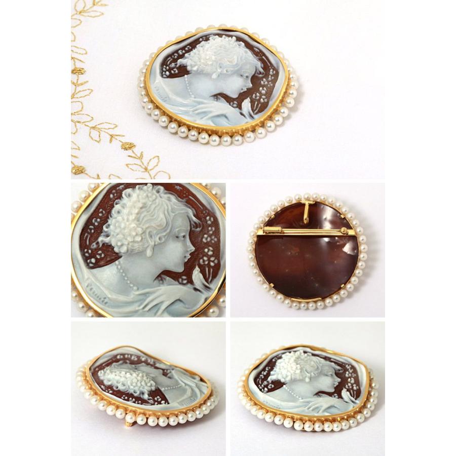K18 パール シェルカメオ アニエッロ・ペルニーチェ作 ブローチ