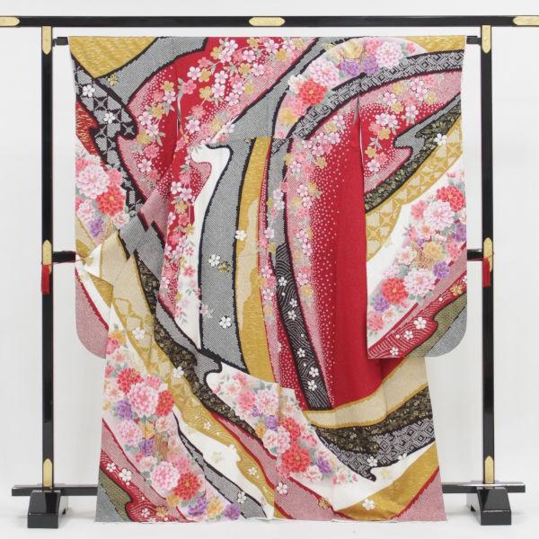 正絹振袖+半衿付き長襦袢+帯+帯揚+帯〆+重衿 6点セット 可愛さと個性の