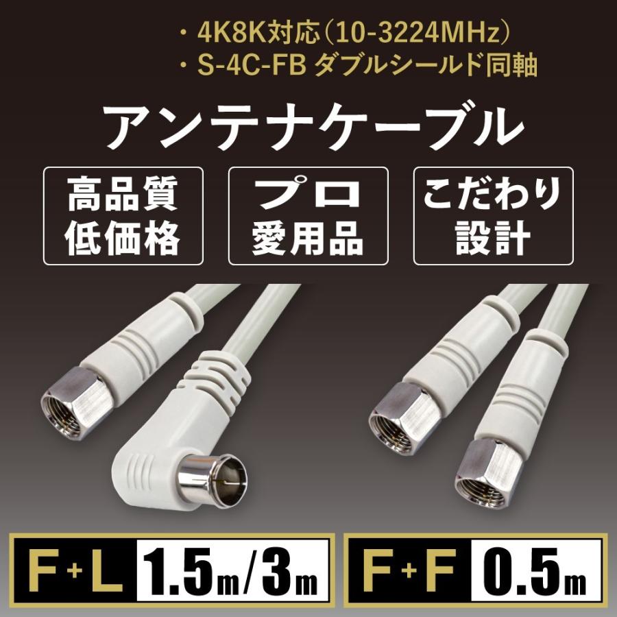 アンテナケーブル 同軸ケーブル (ff 0, fl 1.5m 3m) 4K8K対応 S-4C-FB