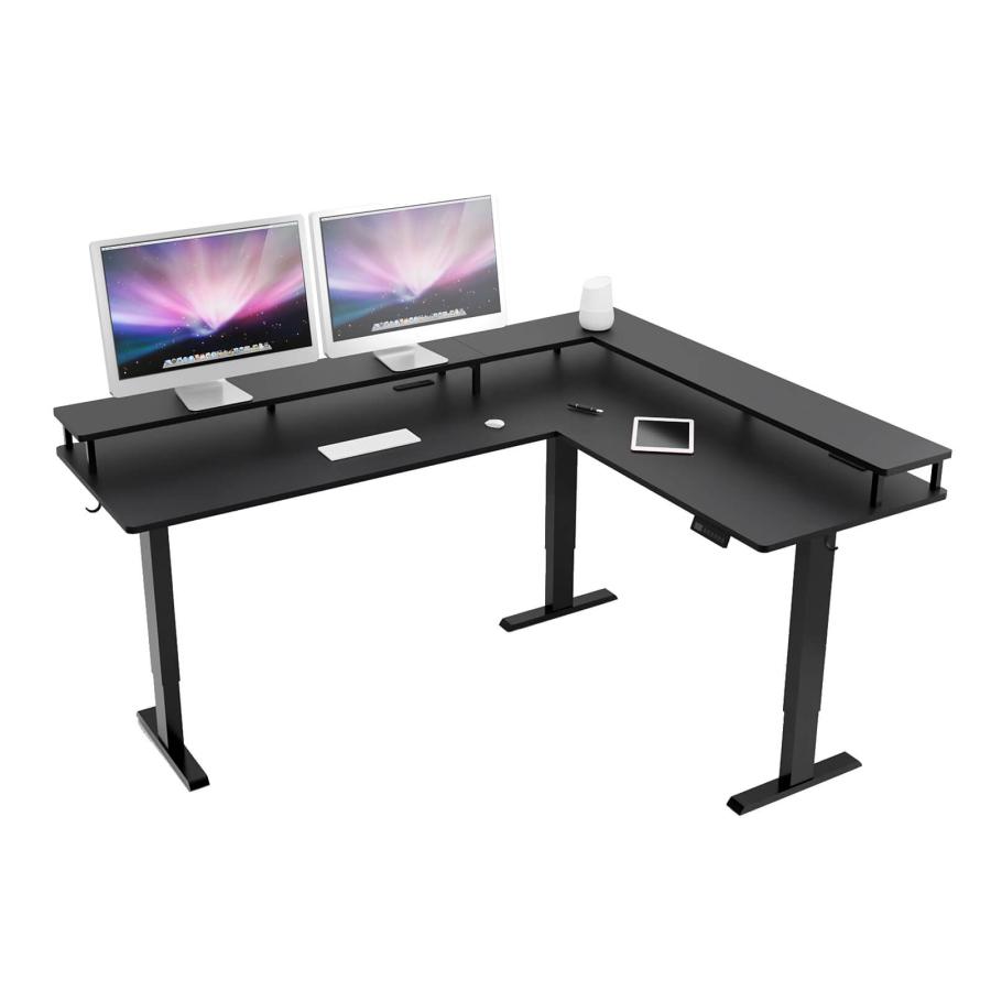 電動式 昇降デスク 昇降式デスク スタンディングデスク L字型 幅150