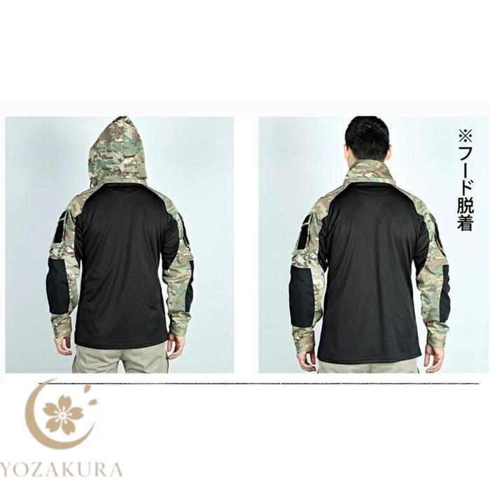 迷彩服 メンズ タクティカルシャツ ミリタリー シャツ ハーフジップ