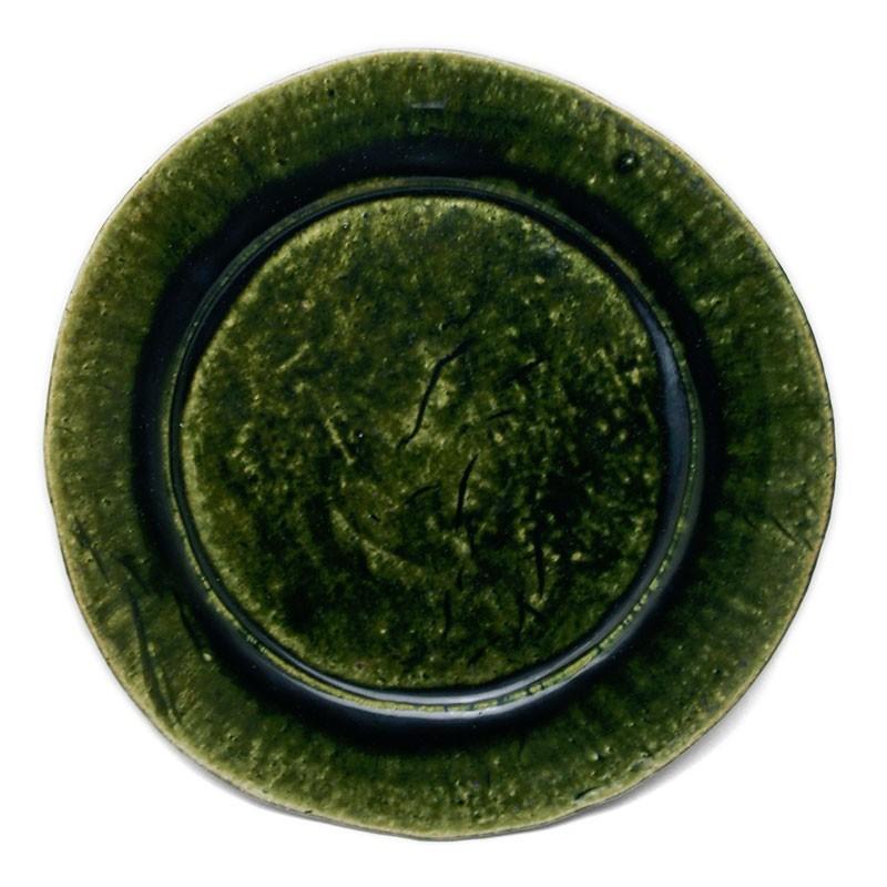 織部焼：総織部：織部7寸◎皿・鍔広・有松進《大皿・21.0cm》 : 和食器
