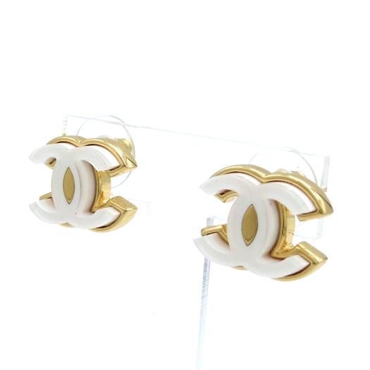 CHANEL（シャネル） ココマーク ピアス メタル ゴールド ホワイト B23K