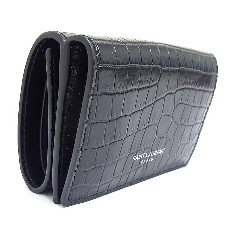 SAINT LAURENT サンローラン 3つ折り財布 コンパクト クロコ型押し