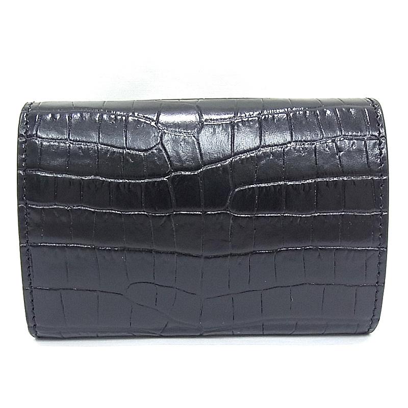 SAINT LAURENT サンローラン 3つ折り財布 コンパクト クロコ型押し