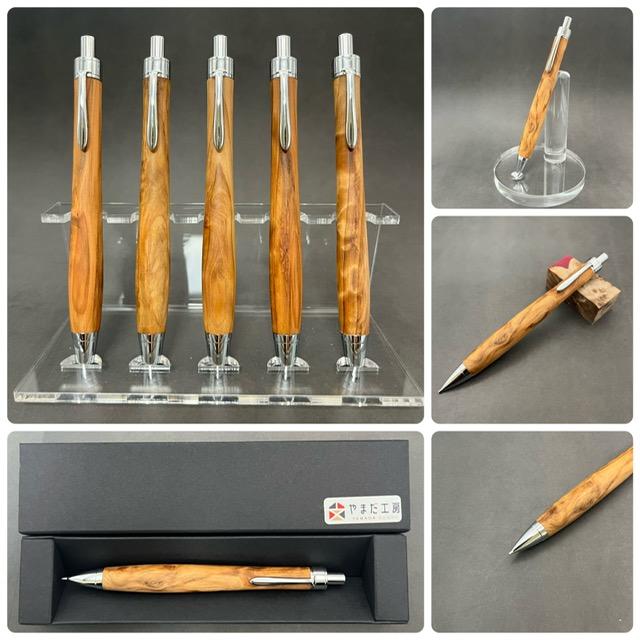 やまだ工房木軸シャープペン 0．5mm芯 吉野杉軸 吉野杉瘤杢手作り