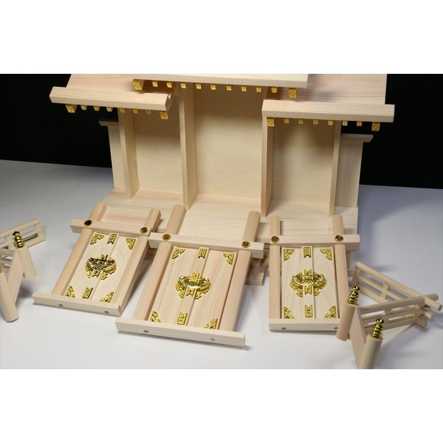 神棚 神具 仏具 やまこう 三社□屋根違い 東濃ひのき 手作り□最高級神