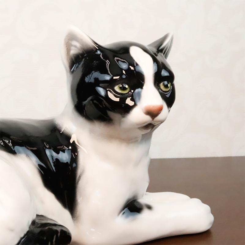 ネコ 置物 動物 オブジェ 猫 ねこ イタリア製 陶磁器 41169 置き物
