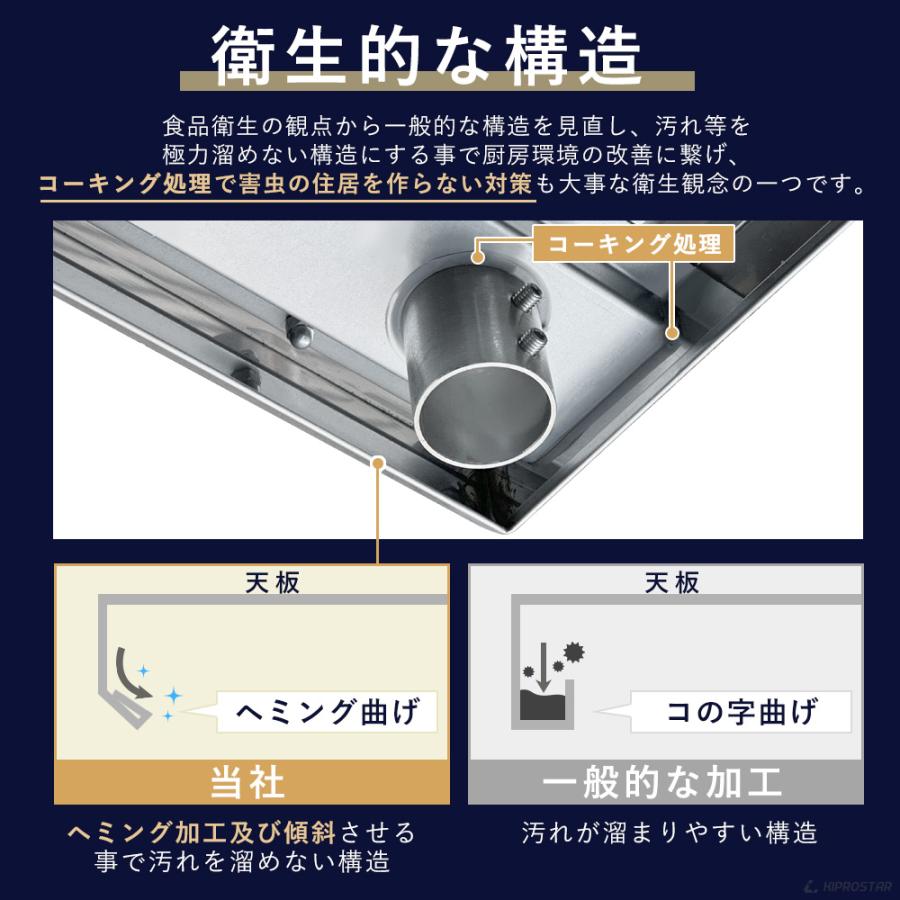ステンレス 作業台 三方枠 業務用 調理台 450×600×800 板厚1.2mmモデル