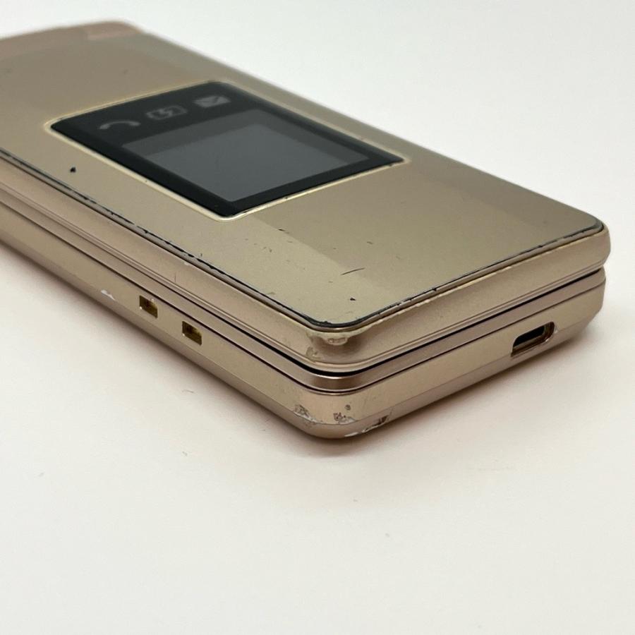 SHARP 807SH ゴールド折りたたみ携帯電話:SIMロック解除済 かんたん