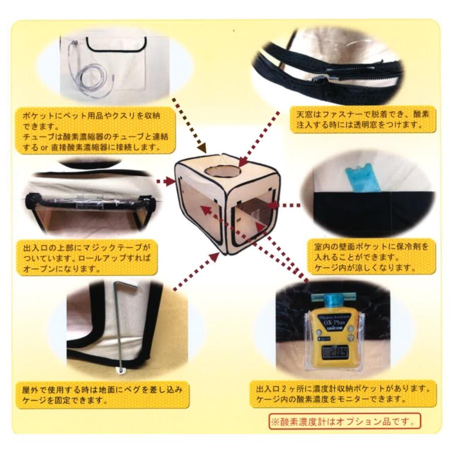 ペット用酸素室 ペットオキシホテル スクエア Sサイズ 50×60×50cm 小型