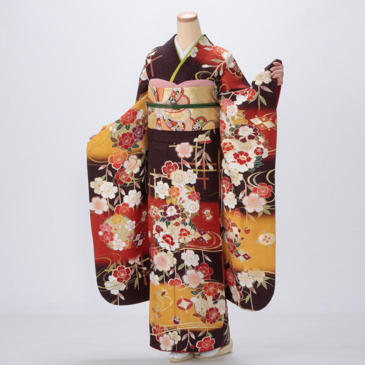 京都きもの友禅 振袖8点フルセット 桜 七宝 絞り 銀通し 正絹 成人式