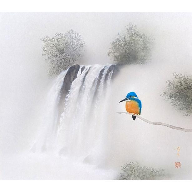 美品 掛け軸 中川幸彦作「奥入瀬」縁起物 共箱 美術年鑑掲載 太