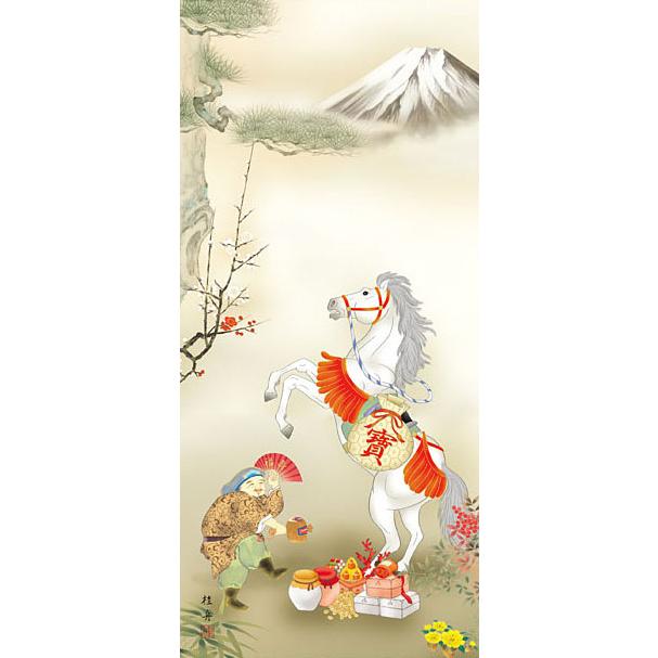 O-20 梅 掛軸 吉祥 縁起物 楽天市場】掛け軸【縁起画：吉祥七福満願図