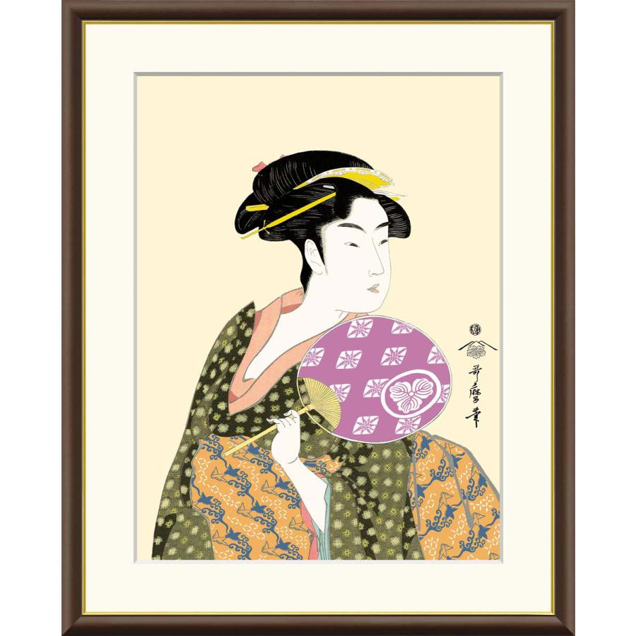 団扇を持つおひさ 喜多川歌麿 （F6サイズ）（紐・フック付） 浮世絵