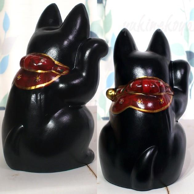 古色三河 招き猫 大正ロマンの復刻版 レトロ招き猫 黒猫 大 日本製