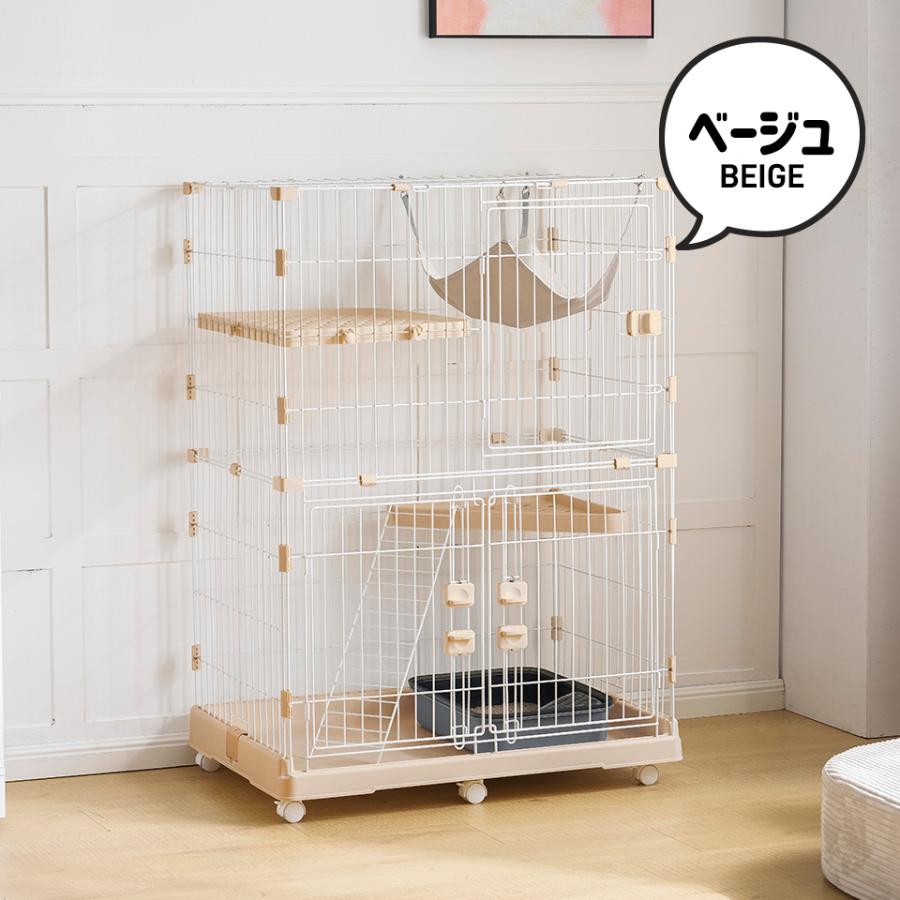 BTM 【新仕様アップデート両開きドア】猫 ケージ キャットケージ 2段