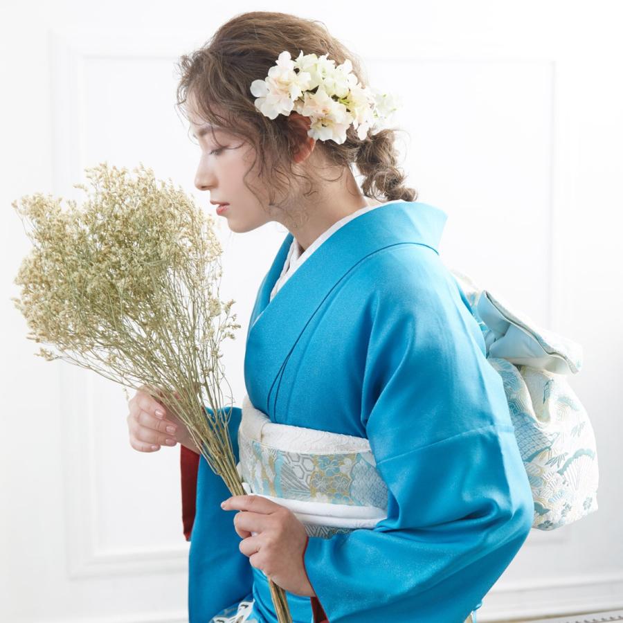 ブルーグレーの蝶花模様♡振袖フルセット 成人式前撮り謝恩会