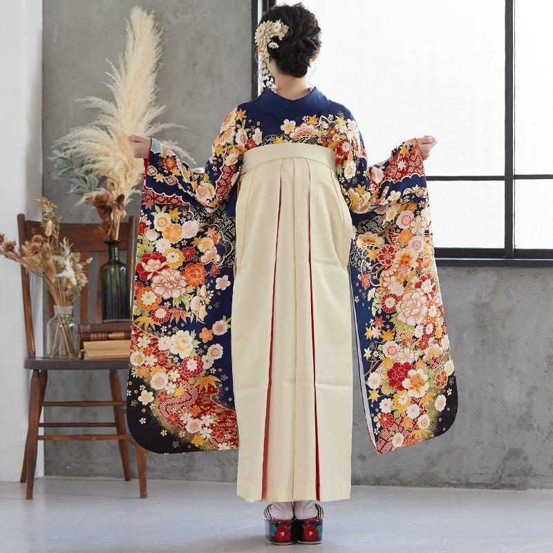 定価45400円セール開催中！卒業式 袴セット 紺 流水古典花(絹