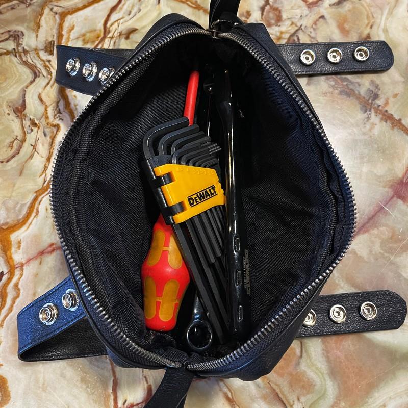 ZONオリジナルツールバッグ レザー 牛革 シンプル 小さめ バイク用