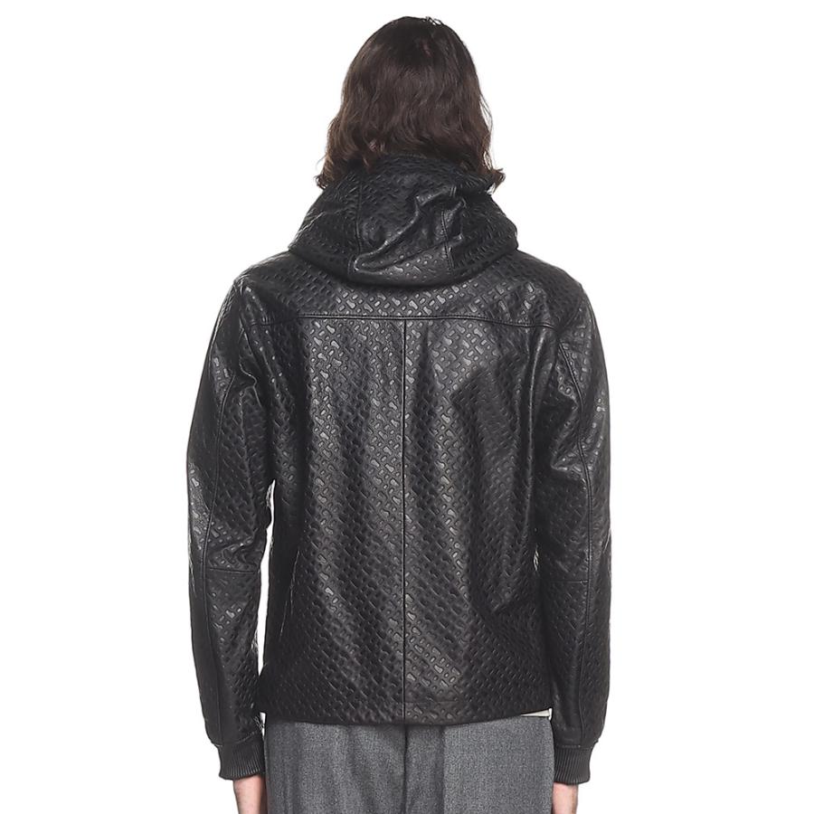 未使用タグ付/XXLサイズ/現行○HUGO BOSS レザージャケット エンボス