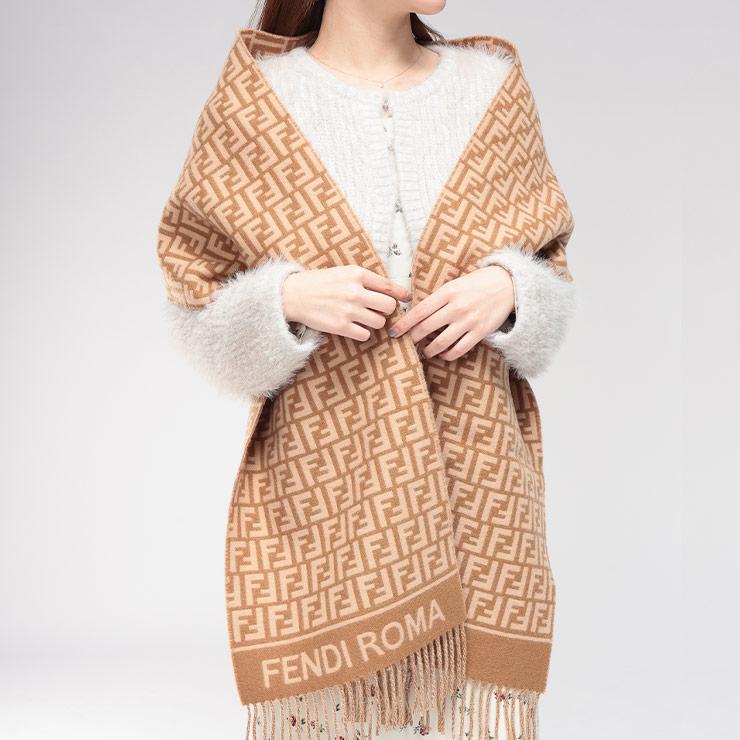 FENDI（フェンディ） マフラー レディース カシミヤ混 ズッカ柄 総柄