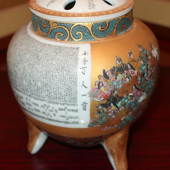 九谷焼 茶道具 香炉 三十六歌仙 小倉百人一首 住田金陽 掬翠作 （限定