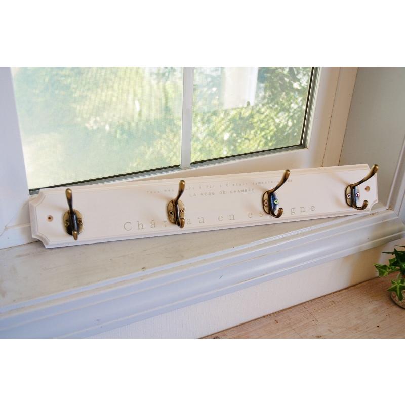 ハンガーフック フレンチ 白 ハンガーラック 木製 アンティークフック