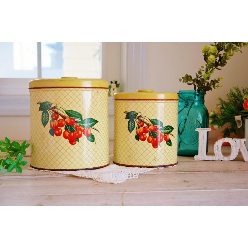 中古品 フレンチローズ・キャニスター ティン製 5個セット